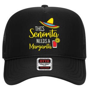 Senorita Margarita Mexican Fiesta Funny Cinco De Mayo High Crown Mesh Back Trucker Hat