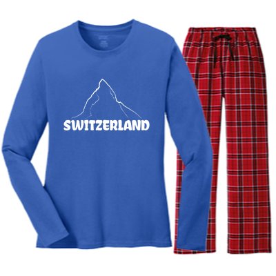 Switzerland Matterhorn Mountaineer Snow Ski Lovers Gift Meaningful Gift Women's Long Sleeve Flannel Pajama Set 