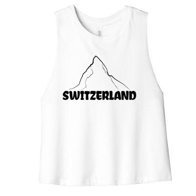 Switzerland Matterhorn Mountaineer Snow Ski Lovers Gift Meaningful Gift Women's Racerback Cropped Tank