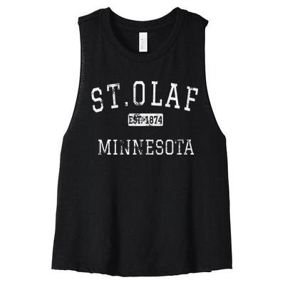 St.Olaf Minnesota Mn Vintage Women's Racerback Cropped Tank