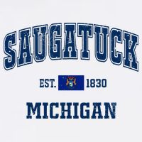 Saugatuck Michigan MI Vintage State Flag Athletic Navy Womens Tank Top