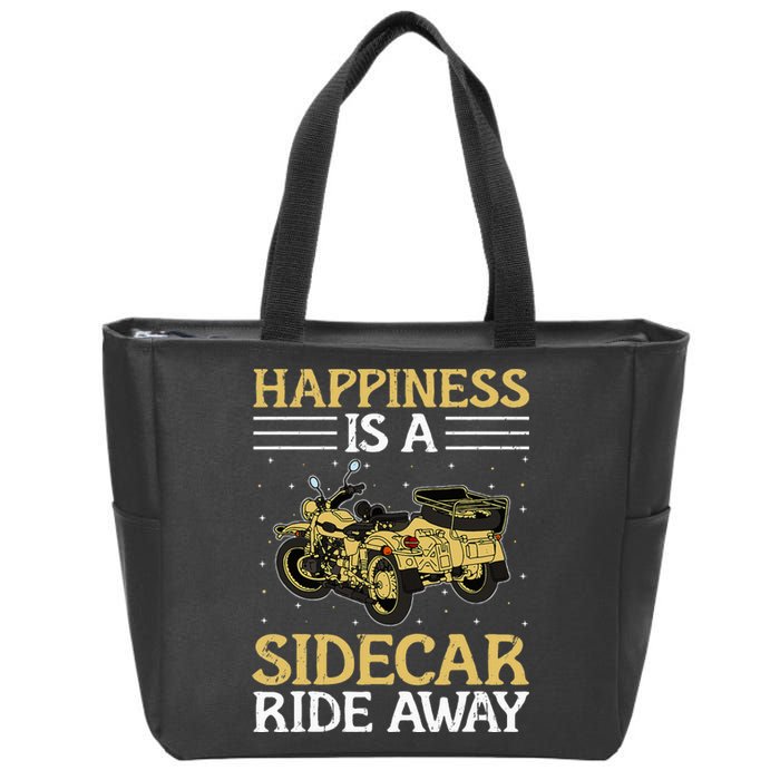 Sidecar Motorcycle Motorcyclist Bike Motorbike Sidecar Rider Zip Tote Bag