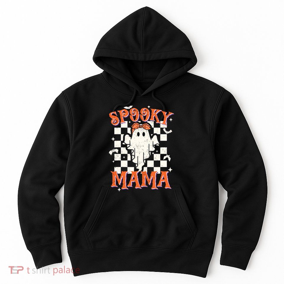 Spooky Mama Mom Cute Ghost Retro Spooky Season Halloween Hoodie