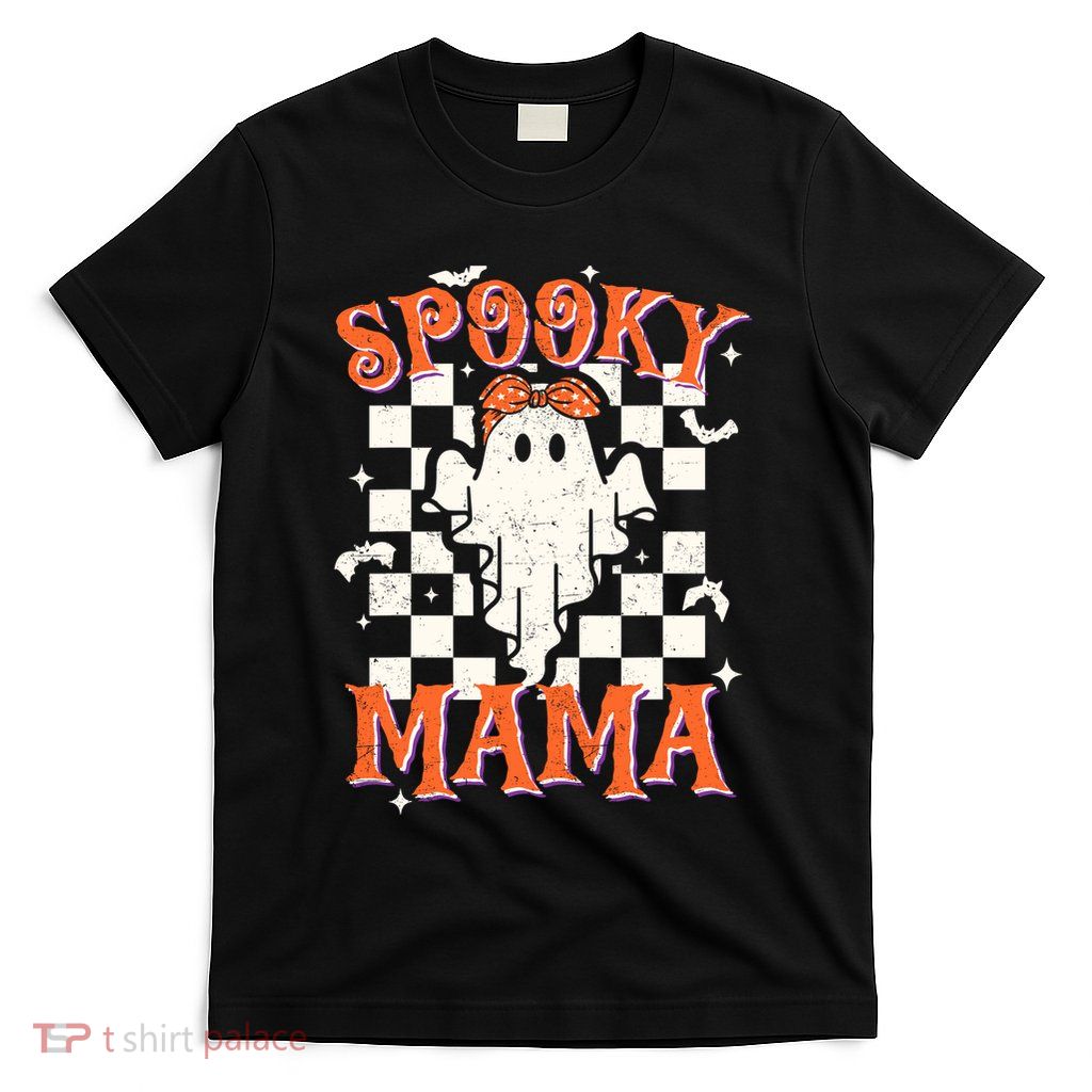 Spooky Mama Mom Cute Ghost Retro Spooky Season Halloween T-Shirt