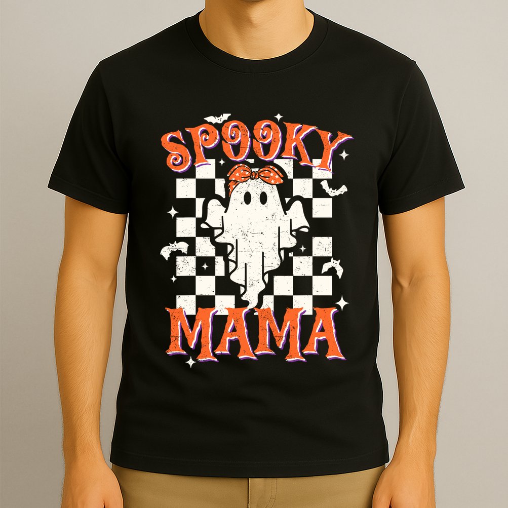 Spooky Mama Mom Cute Ghost Retro Spooky Season Halloween T-Shirt
