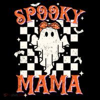 Spooky Mama Mom Cute Ghost Retro Spooky Season Halloween T-Shirt