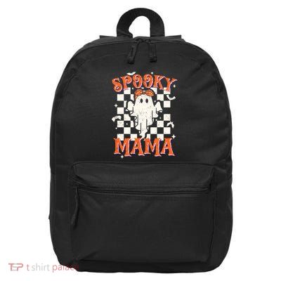 Spooky Mama Mom Cute Ghost Retro Spooky Season Halloween 16 in Basic Backpack