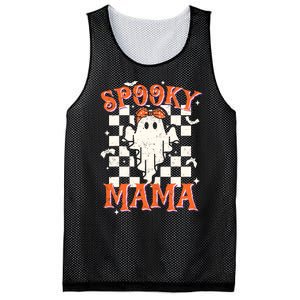 Spooky Mama Mom Cute Ghost Retro Spooky Season Halloween Mesh Reversible Basketball Jersey Tank