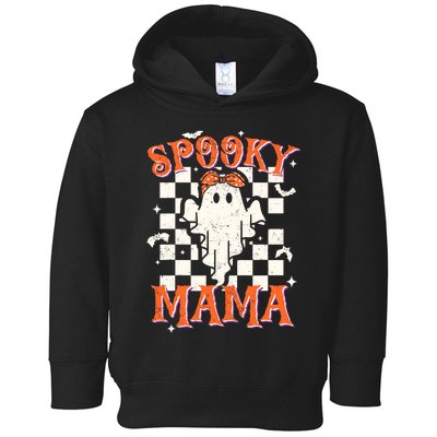 Spooky Mama Mom Cute Ghost Retro Spooky Season Halloween Toddler Hoodie