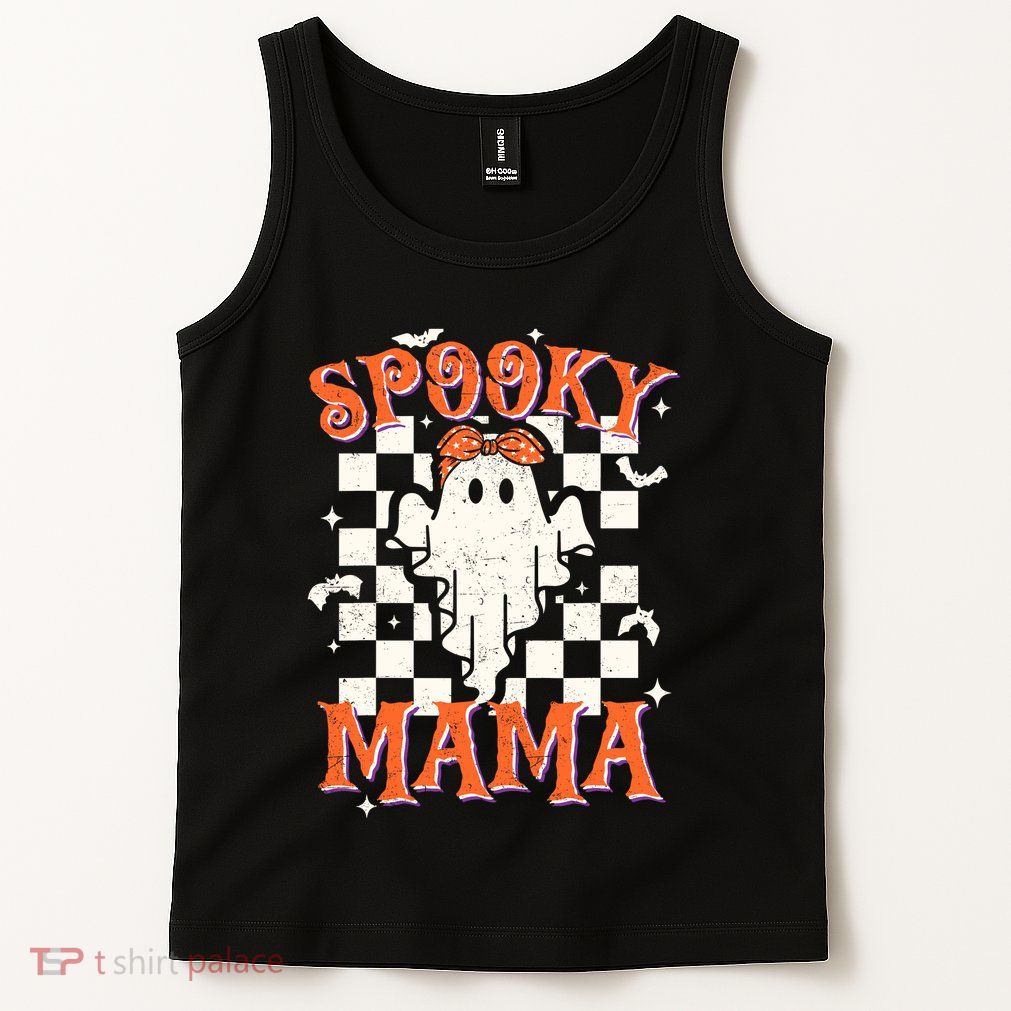 Spooky Mama Mom Cute Ghost Retro Spooky Season Halloween Tank Top