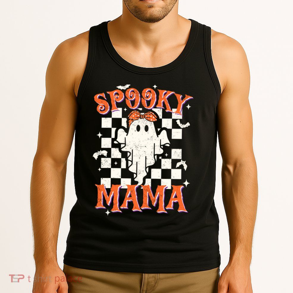 Spooky Mama Mom Cute Ghost Retro Spooky Season Halloween Tank Top