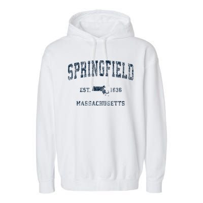 Springfield Massachusetts Ma Vintage Sports Print Garment-Dyed Fleece Hoodie