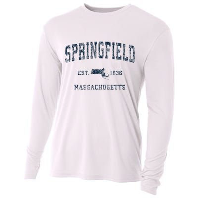 Springfield Massachusetts Ma Vintage Sports Print Cooling Performance Long Sleeve Crew