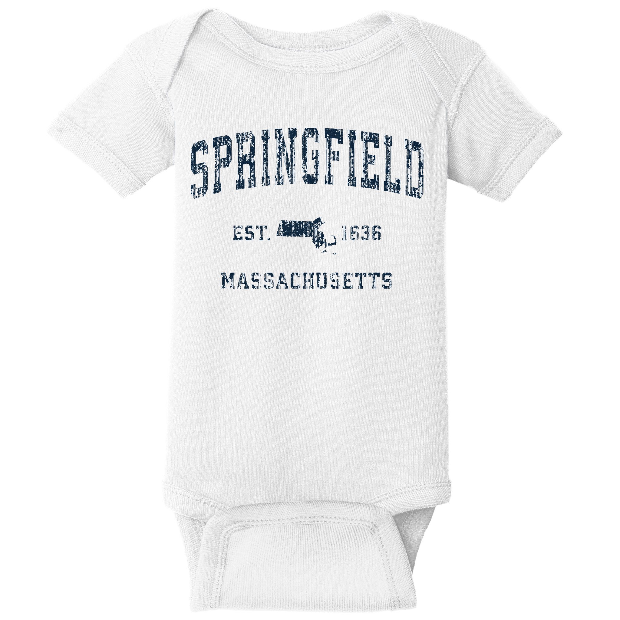 Springfield Massachusetts Ma Vintage Sports Print Baby Bodysuit