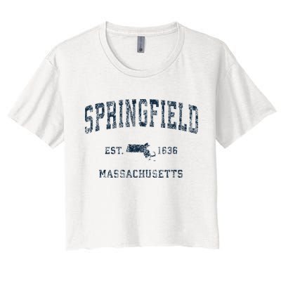 Springfield Massachusetts Ma Vintage Sports Print Women's Crop Top Tee
