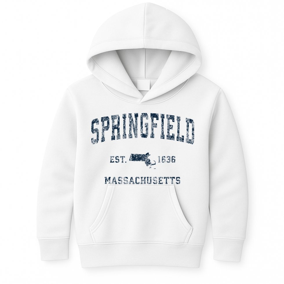 Springfield Massachusetts Ma Vintage Sports Print Kids Hoodie