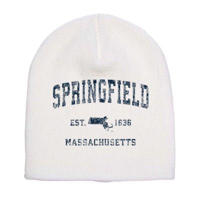 Springfield Massachusetts Ma Vintage Sports Print Short Acrylic Beanie