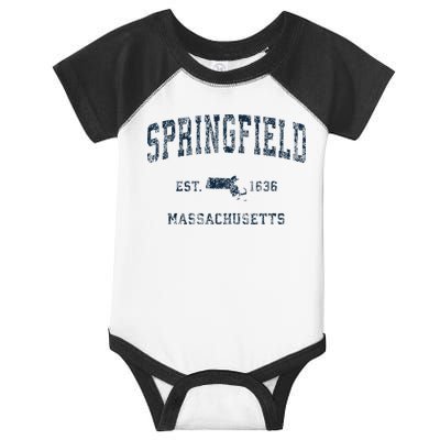Springfield Massachusetts Ma Vintage Sports Print Infant Baby Jersey Bodysuit