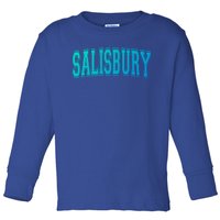 Salisbury Md Maryland Usa Vintage Sports Varsity Style Funny Gift Toddler Long Sleeve Shirt