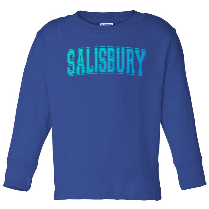 Salisbury Md Maryland Usa Vintage Sports Varsity Style Funny Gift Toddler Long Sleeve Shirt