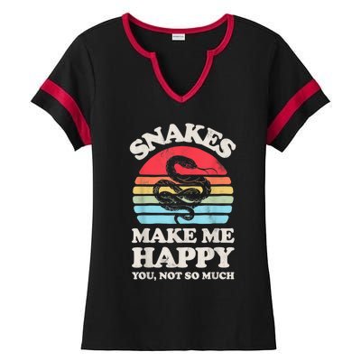 Snakes Make Me Happy You Not So Much Snake Reptile Retro Men Ladies Halftime Notch Neck Tee