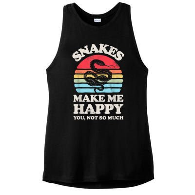 Snakes Make Me Happy You Not So Much Snake Reptile Retro Men Ladies PosiCharge Tri-Blend Wicking Tank