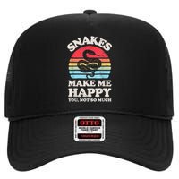 Snakes Make Me Happy You Not So Much Snake Reptile Retro Men High Crown Mesh Back Trucker Hat