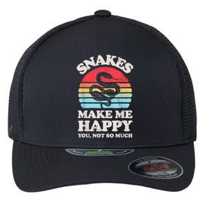 Snakes Make Me Happy You Not So Much Snake Reptile Retro Men Flexfit Unipanel Trucker Cap