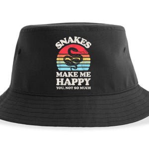 Snakes Make Me Happy You Not So Much Snake Reptile Retro Men Sustainable Bucket Hat