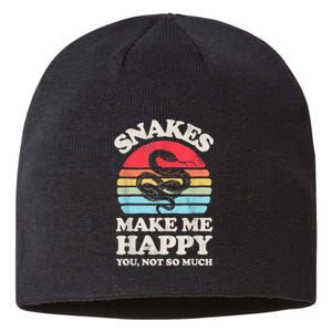 Snakes Make Me Happy You Not So Much Snake Reptile Retro Men Sustainable Beanie