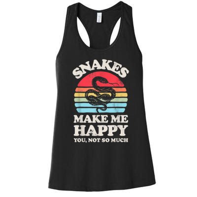 Snakes Make Me Happy You Not So Much Snake Reptile Retro Men Women's Racerback Tank