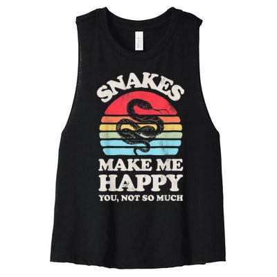 Snakes Make Me Happy You Not So Much Snake Reptile Retro Men Women's Racerback Cropped Tank