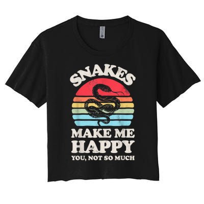 Snakes Make Me Happy You Not So Much Snake Reptile Retro Men Women's Crop Top Tee