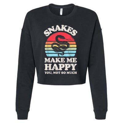 Snakes Make Me Happy You Not So Much Snake Reptile Retro Men Cropped Pullover Crew