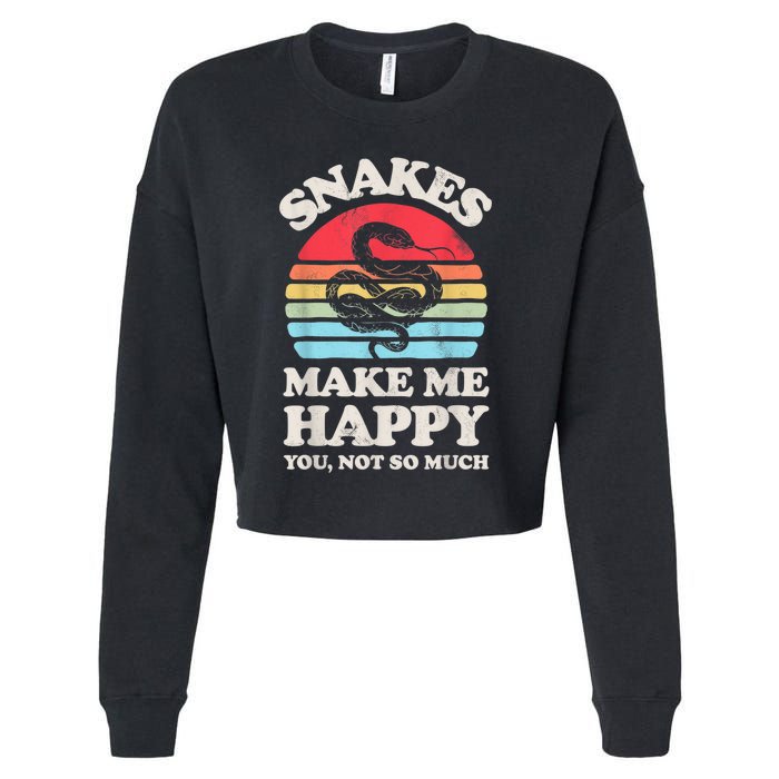 Snakes Make Me Happy You Not So Much Snake Reptile Retro Men Cropped Pullover Crew