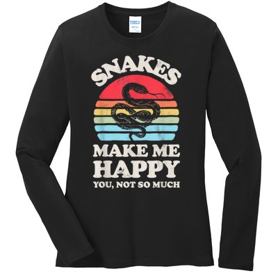 Snakes Make Me Happy You Not So Much Snake Reptile Retro Men Ladies Long Sleeve Shirt