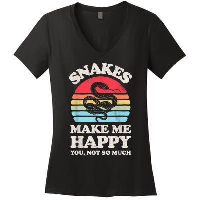 Snakes Make Me Happy You Not So Much Snake Reptile Retro Men Women's V-Neck T-Shirt