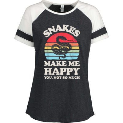 Snakes Make Me Happy You Not So Much Snake Reptile Retro Men Enza Ladies Jersey Colorblock Tee