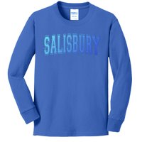 Salisbury Md Maryland Usa Vintage Sports Varsity Style Funny Gift Kids Long Sleeve Shirt