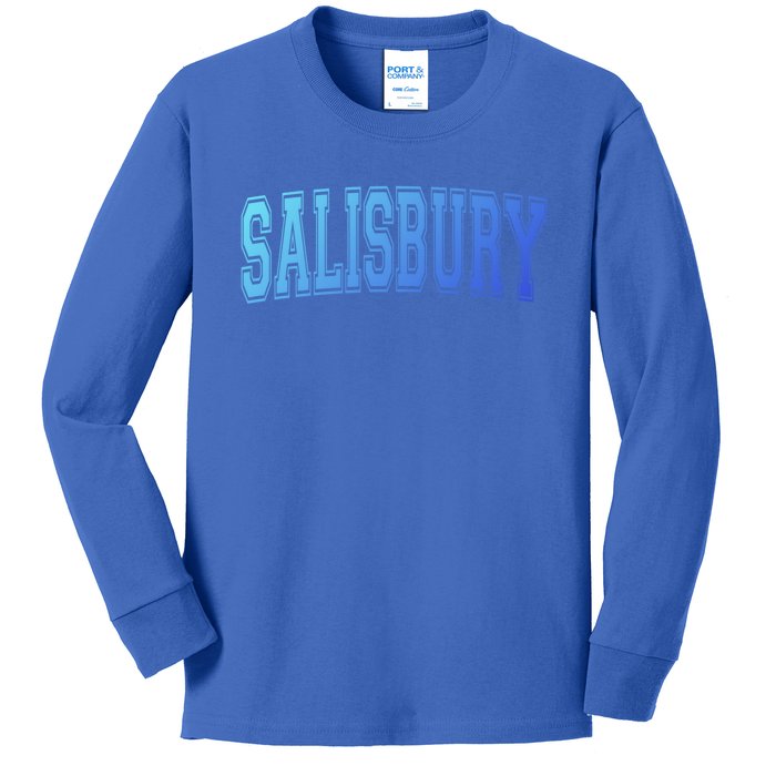 Salisbury Md Maryland Usa Vintage Sports Varsity Style Funny Gift Kids Long Sleeve Shirt