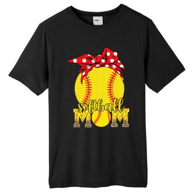 Softball Mom Messy Bun Leopard Softball Mothers Day Tall Fusion ChromaSoft Performance T-Shirt