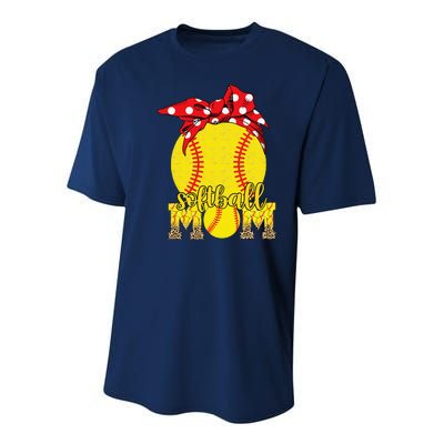 Softball Mom Messy Bun Leopard Softball Mothers Day Youth Performance Sprint T-Shirt