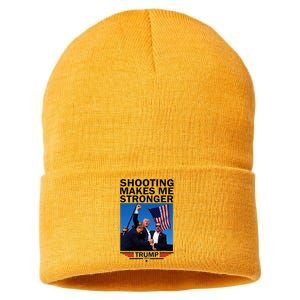 Shooting Makes Me Stronger Donald Trump 2024 Sustainable Knit Beanie