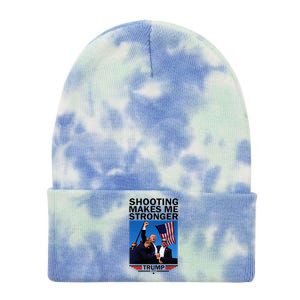 Shooting Makes Me Stronger Donald Trump 2024 Tie Dye 12in Knit Beanie