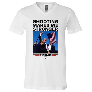 Shooting Makes Me Stronger Donald Trump 2024 V-Neck T-Shirt