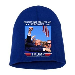 Shooting Makes Me Stronger Trump 2024 Short Acrylic Beanie