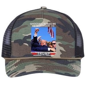 Shooting Makes Me Stronger Trump 2024 Retro Rope Trucker Hat Cap