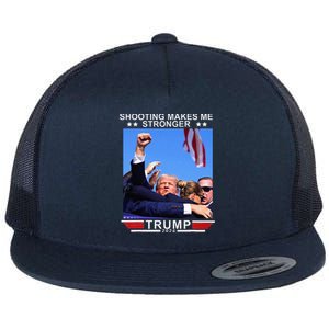 Shooting Makes Me Stronger Trump 2024 Flat Bill Trucker Hat