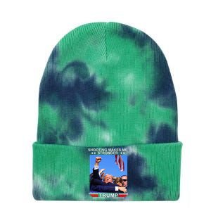 Shooting Makes Me Stronger Trump 2024 Tie Dye 12in Knit Beanie