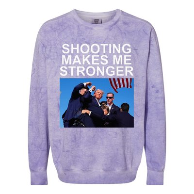 Shooting Makes Me Stronger Trump 2024 Colorblast Crewneck Sweatshirt